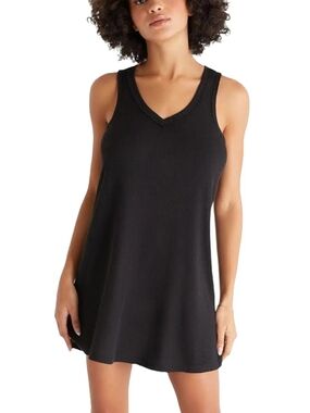 Z Supply Rib Hacci Vagabond Knit Tank Mini Dress Black Small